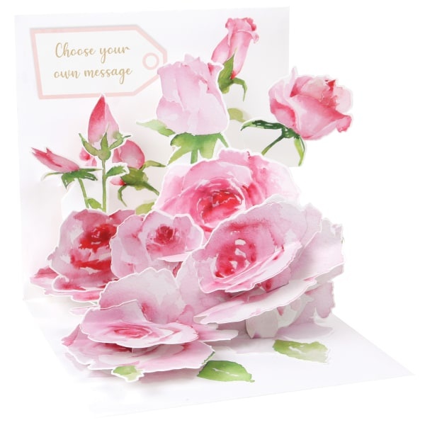 slide 1 of 1, Up With Paper Summer Pop-Up Greeting Card With Envelope, 5-1/4'' X 5-1/4'', Pink Roses, 1 ct