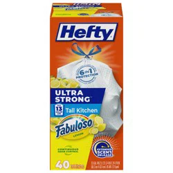 Hefty Ultra Strong 13 Gallon Fabuloso Lemon Tall Kitchen Drawstring Bags 40 Bags