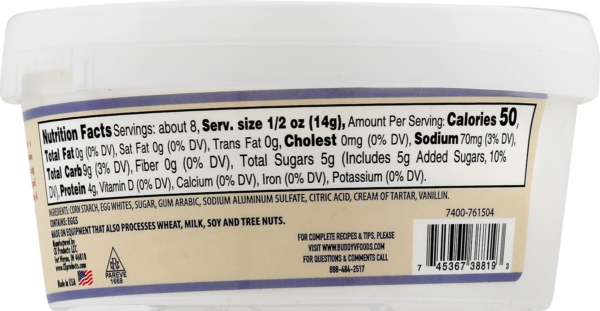 slide 6 of 10, BUDDY VALASTRO FOODS Meringue Powder - 4 oz, 4 oz