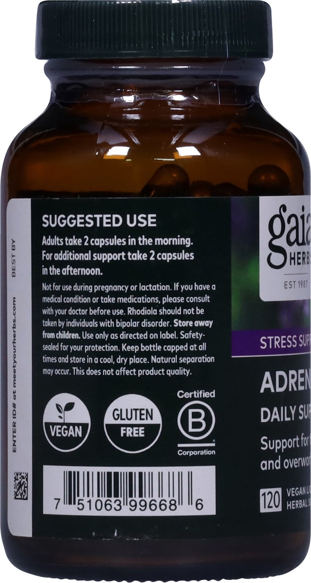 slide 3 of 12, Gaia Herbs Stress Support Adrenal Health 120 Vegan Liquid Phyto-Caps, 120 ct