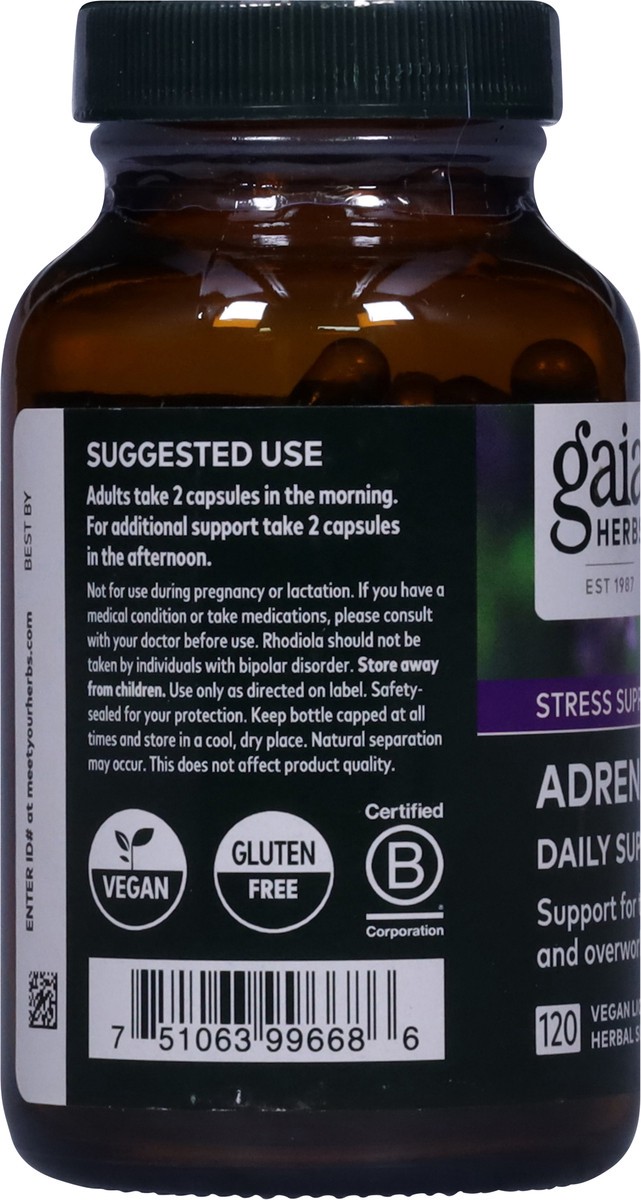 slide 10 of 12, Gaia Herbs Stress Support Adrenal Health 120 Vegan Liquid Phyto-Caps, 120 ct