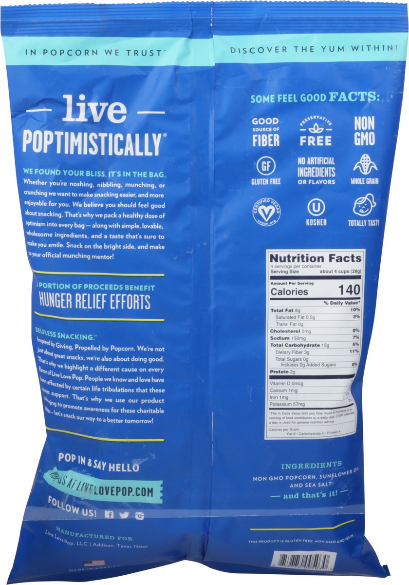 slide 10 of 13, Live Love Pop Sea Salt Popcorn 4.4 oz, 4.4 oz