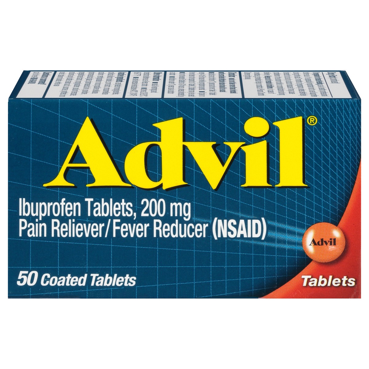 slide 1 of 8, Advil Pain And Fever Reducer Tablets - Ibuprofen (NSAID), 50 ct
