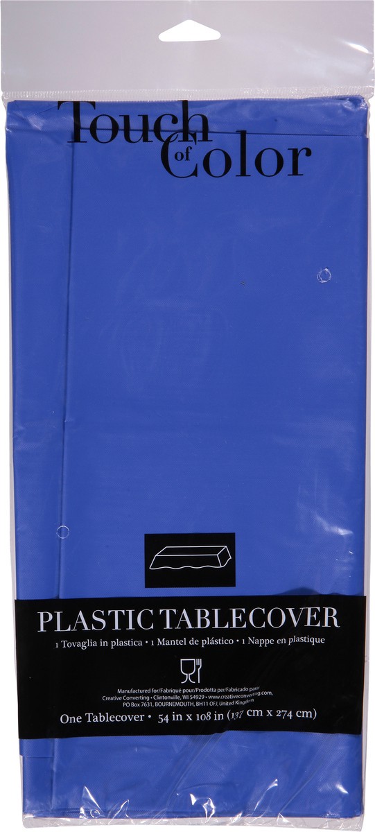 slide 3 of 11, Touch of Color Cobalt Plastic Tablecover 1 ea, 1 ct