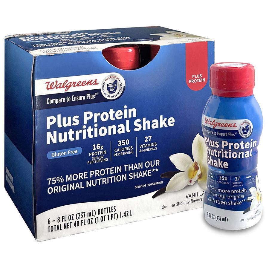 slide 2 of 5, Walgreens Nutritional Shake PLUS - 6 ct; 8 oz, 6 ct; 8 oz