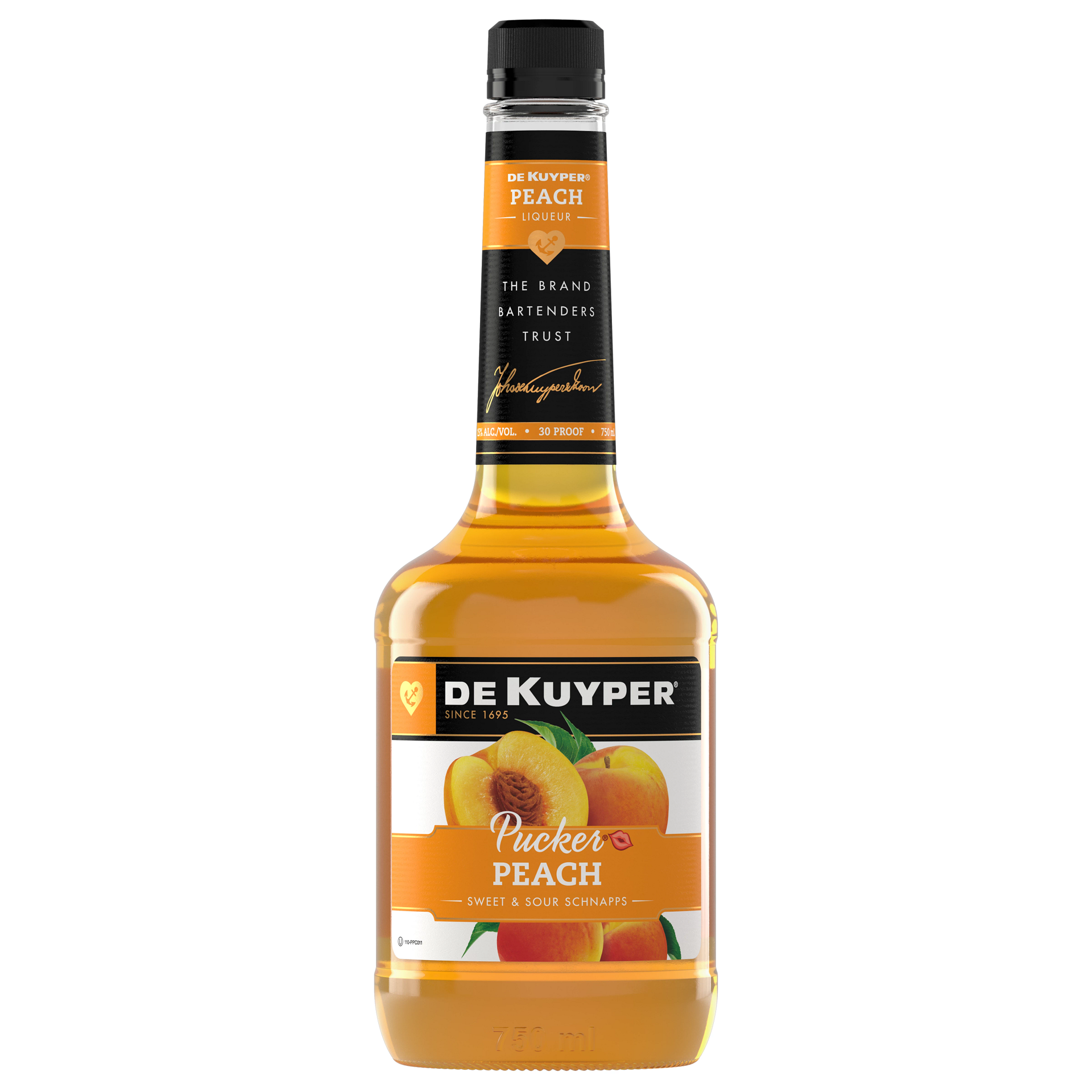 slide 2 of 2, DeKuyper Pucker Peach Schnapps Liqueur 750 ml, 750 ml