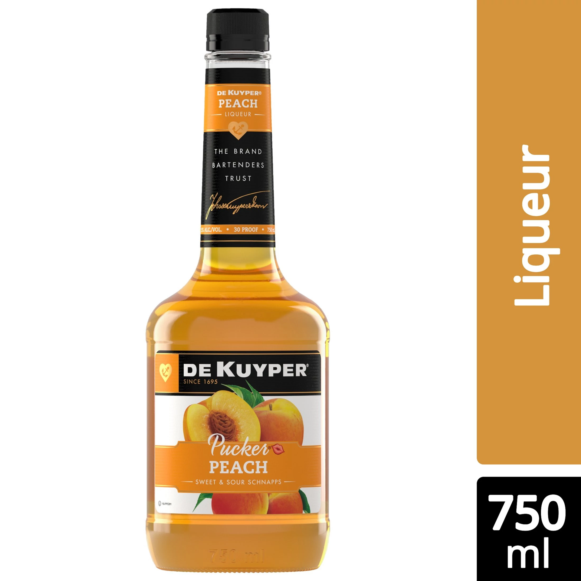 slide 1 of 2, DeKuyper Pucker Peach Schnapps Liqueur 750 ml, 750 ml