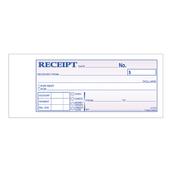 slide 1 of 7, Adams Money/Rent Receipt Books, 3-Part, Carbonless, 50 ct; 7 3/16 in x 2 3/4 in