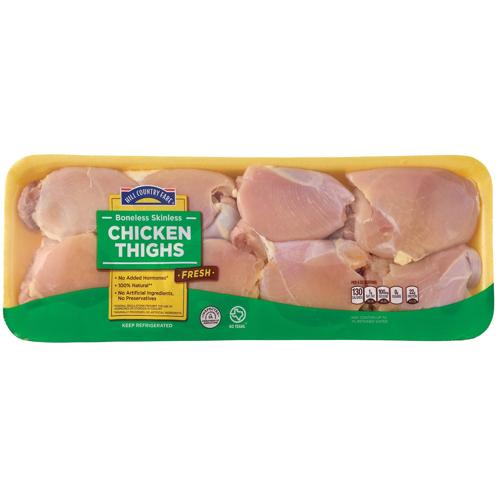 slide 1 of 1, Hill Country Fare Boneless Skinless Chicken Thighs, per lb