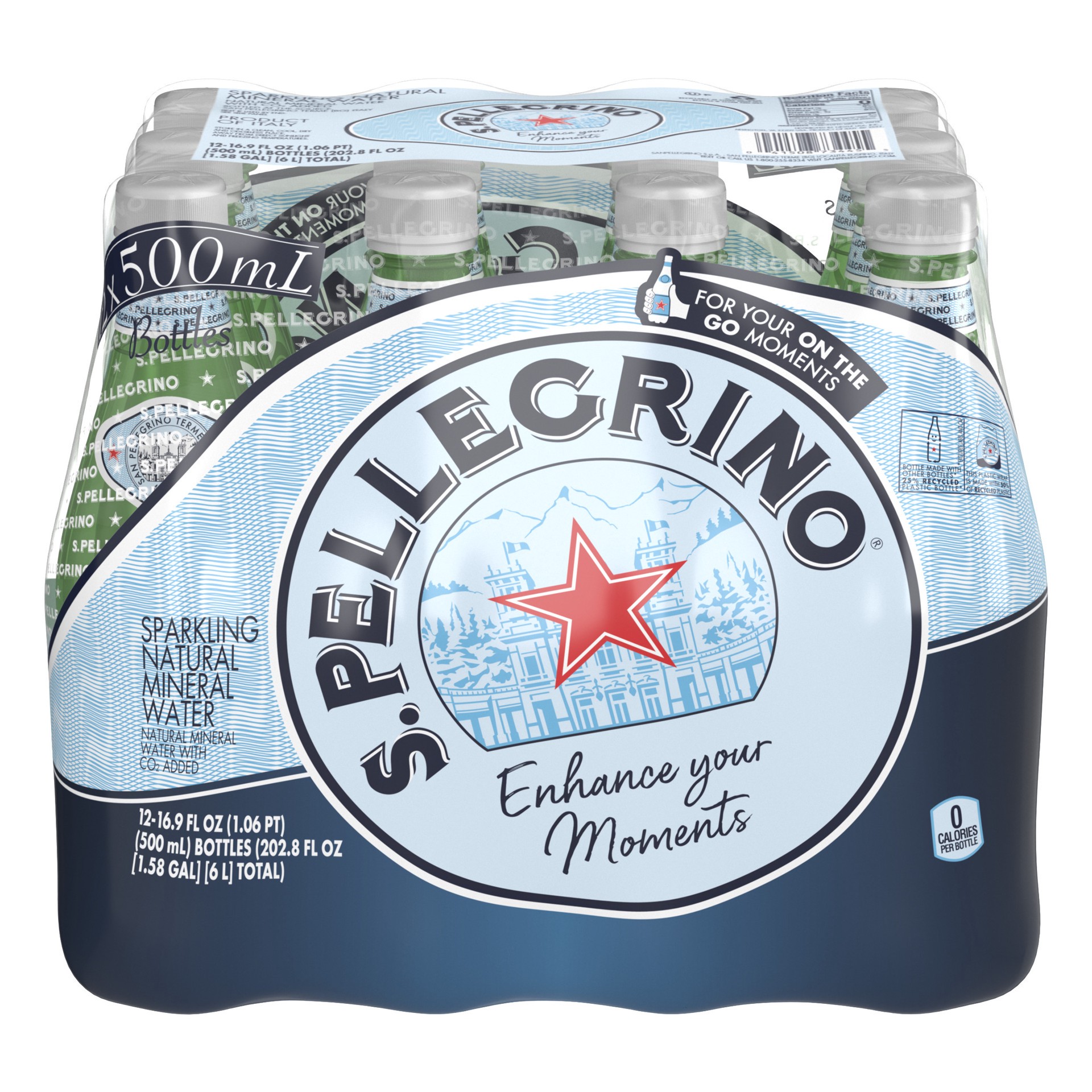 slide 1 of 13, S.Pellegrino Sparkling Natural Mineral Water, 16.9 fl oz plastic water bottles (12 pack), 202.8 oz