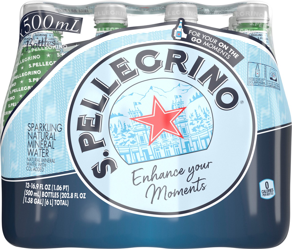 slide 9 of 13, S.Pellegrino Sparkling Natural Mineral Water, 16.9 fl oz plastic water bottles (12 pack), 202.8 oz