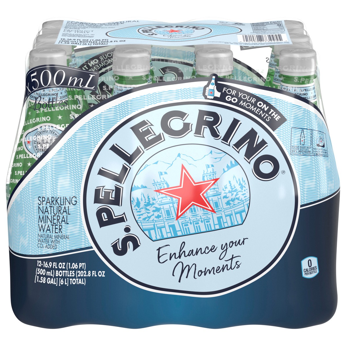 slide 7 of 13, S.Pellegrino Sparkling Natural Mineral Water, 16.9 fl oz plastic water bottles (12 pack), 202.8 oz