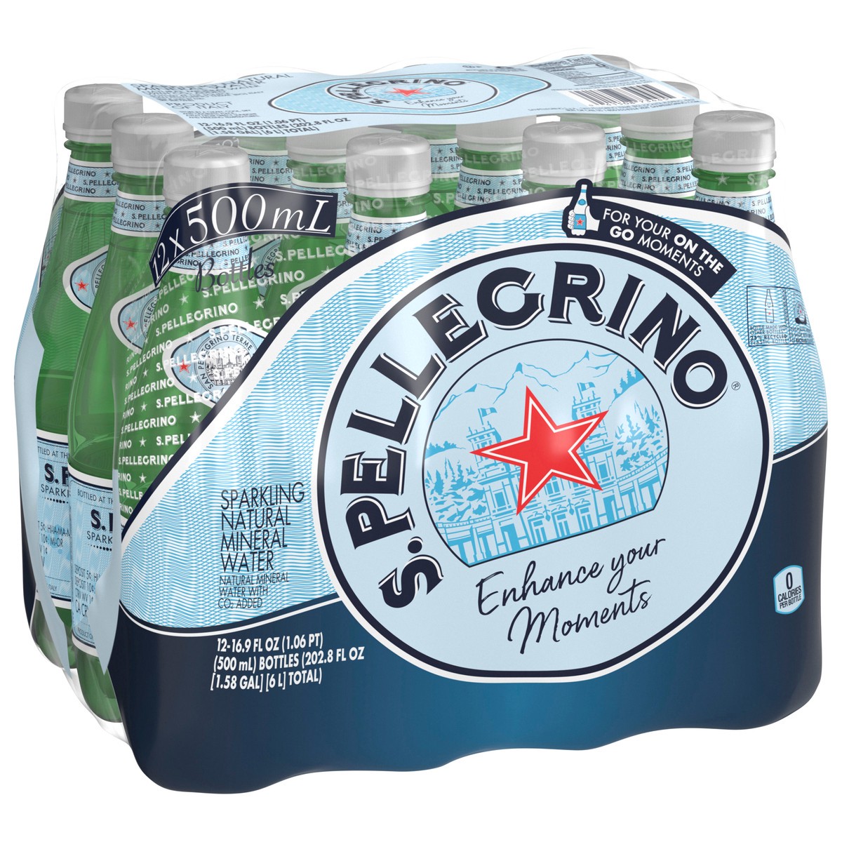 slide 3 of 13, S.Pellegrino Sparkling Natural Mineral Water, 16.9 fl oz plastic water bottles (12 pack), 202.8 oz