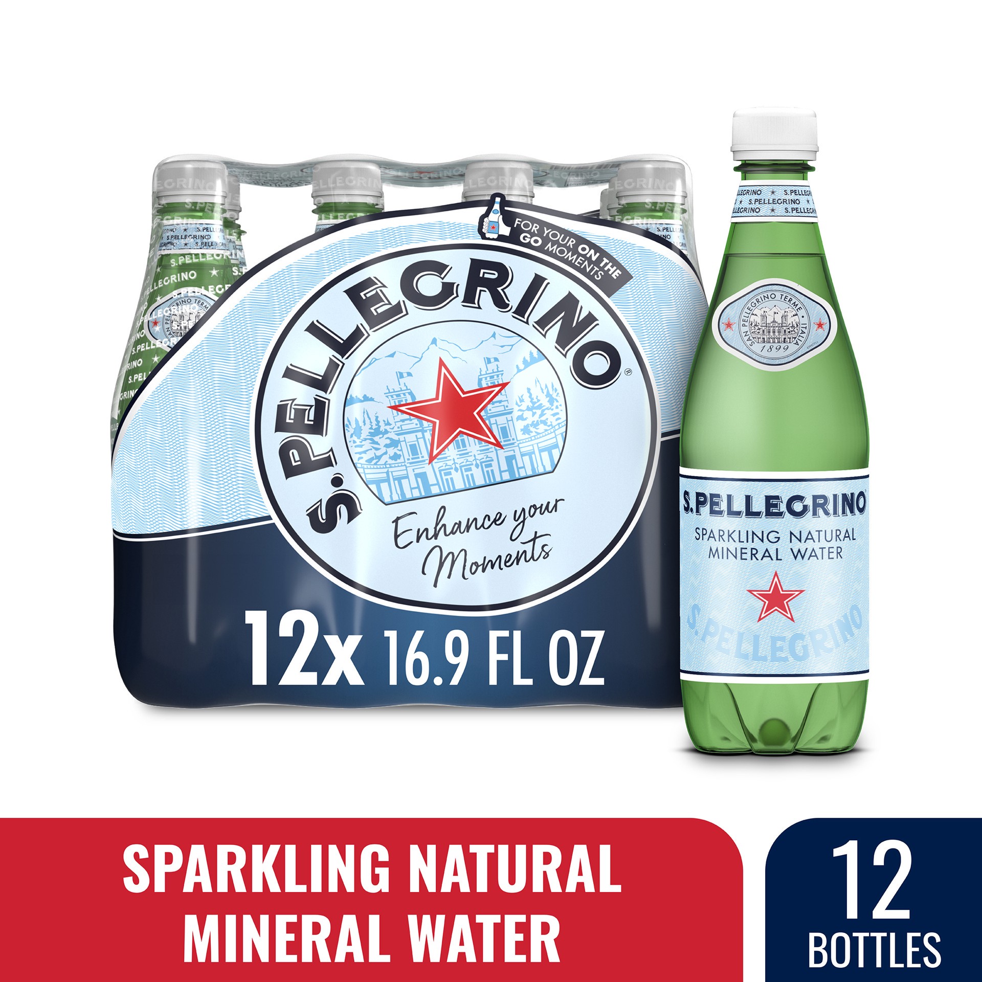 slide 1 of 13, S.Pellegrino Sparkling Natural Mineral Water, 16.9 fl oz plastic water bottles (12 pack), 202.8 oz