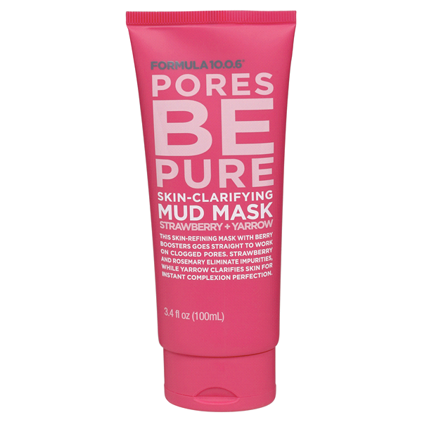 slide 1 of 2, Formula 10.0.6 Pores Be Pure Strawberry & Yarrow Skin-Clarifying Mud Mask, 3.4 oz