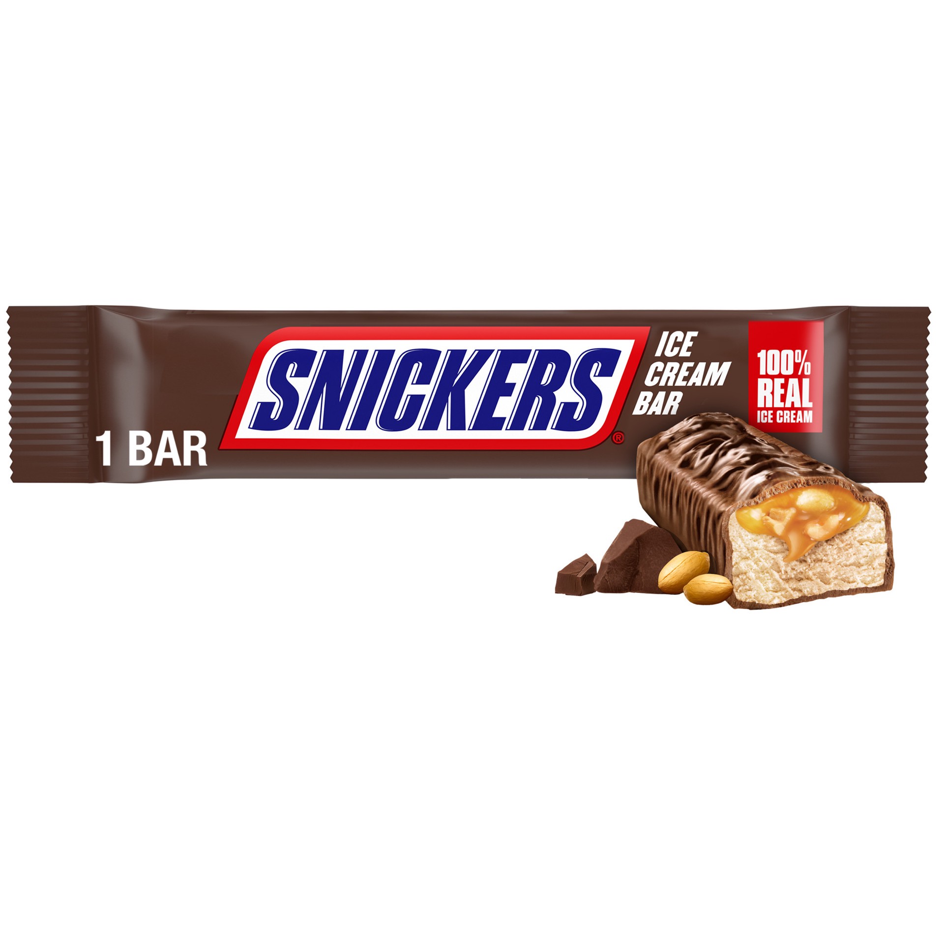 slide 1 of 4, SNICKERS Ice Cream, Chocolate Caramel Peanut Butter Ice Cream Bar, 2.8 Oz, 2.80 fl oz