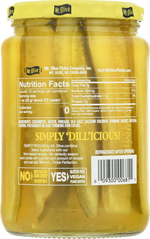 slide 2 of 2, Mt. Olive Simply Pickles Kosher Dill Spears, 24 fl oz