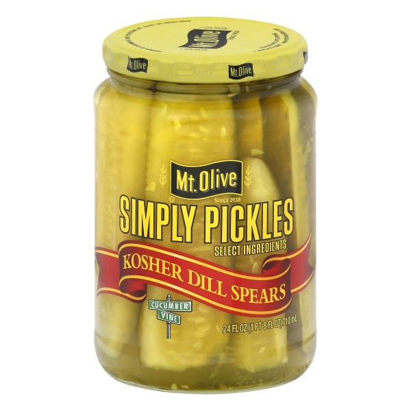 slide 1 of 2, Mt. Olive Simply Pickles Kosher Dill Spears, 24 fl oz