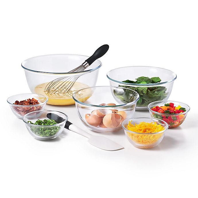 slide 4 of 5, OXO Good Grips Clear Glass Mixing Bowl Set, 7 ct