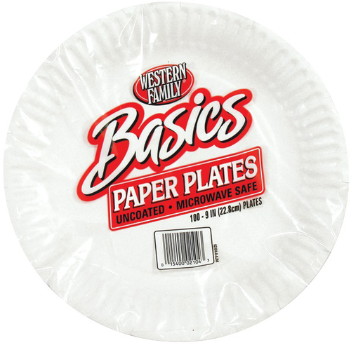 slide 1 of 1, Western Family Inbasics Paper Plates 9Inin, 100 ct