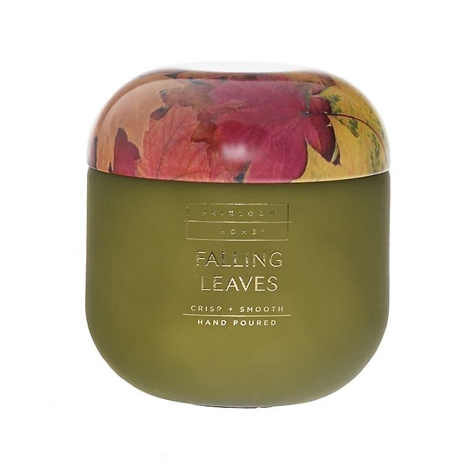 slide 1 of 1, Heirloom Home Falling Leaves Jar Candle with Metal Lid, 14 oz