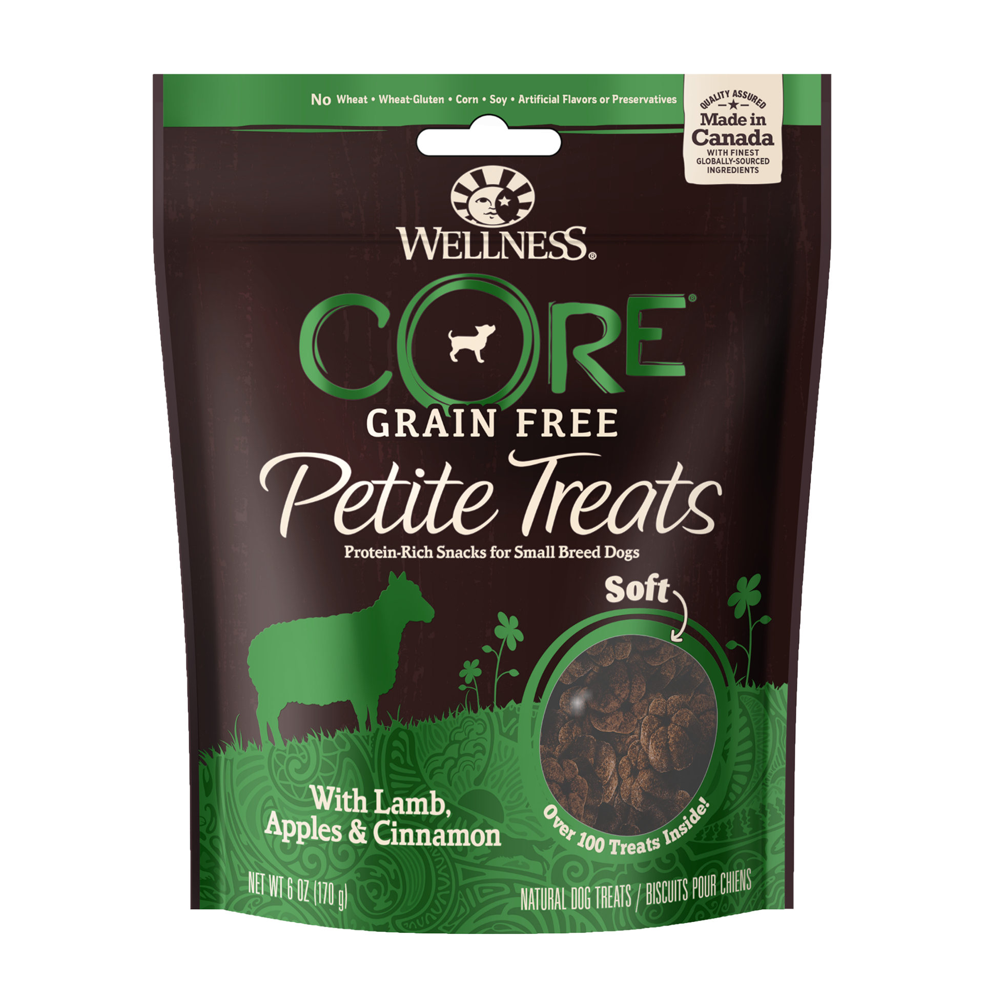 slide 1 of 4, Wellness Petite Treats Natural Grain Free Small Breed Soft Dog Treats, Lamb & Apples, 6-Ounce Bag, 6 oz