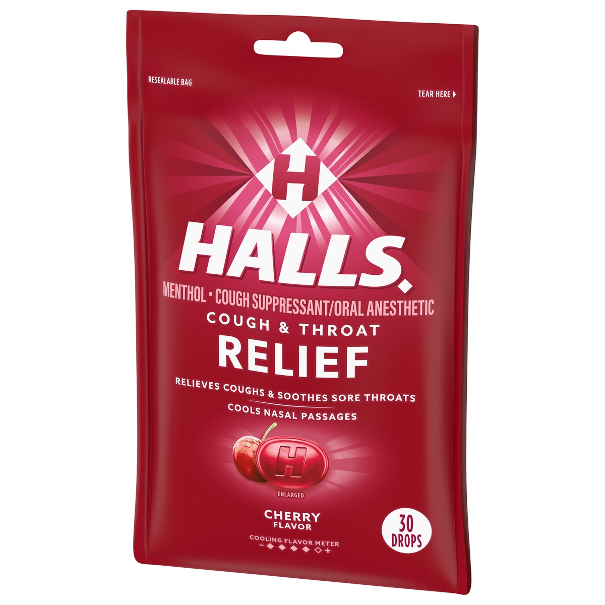 slide 7 of 14, HALLS Relief Cherry Cough Drops, 30 Drops, 3.28 oz