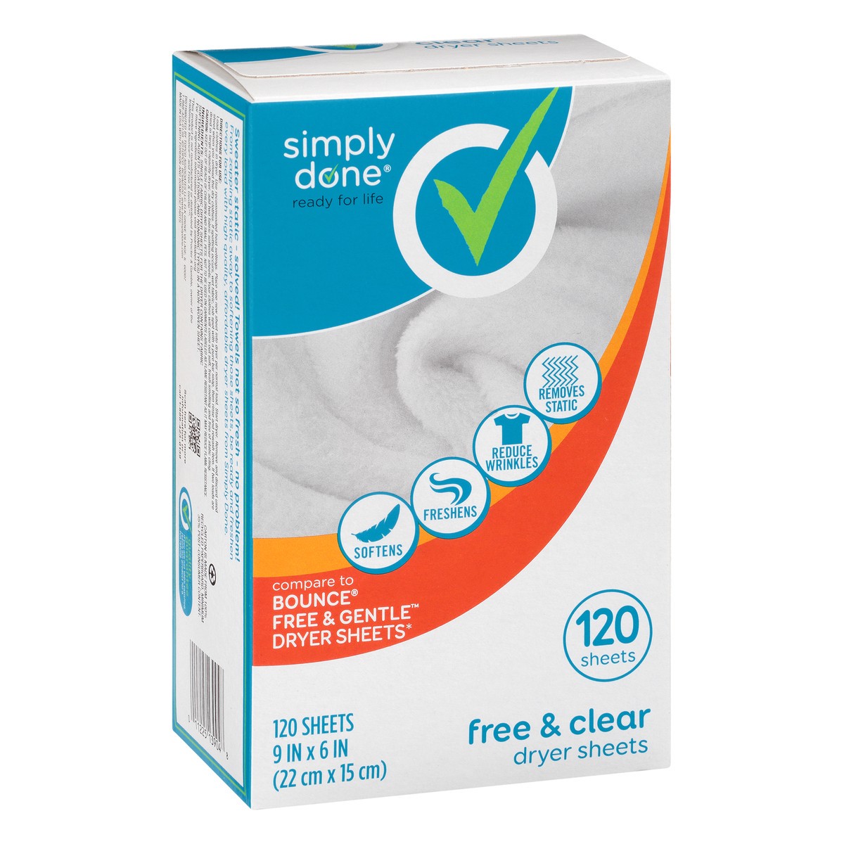 slide 13 of 17, Simply Done Dryer Sheets - Free & Clear, 120 ct