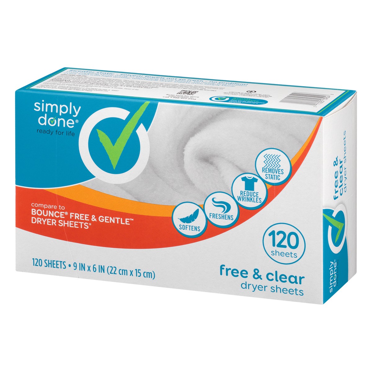 slide 17 of 17, Simply Done Dryer Sheets - Free & Clear, 120 ct