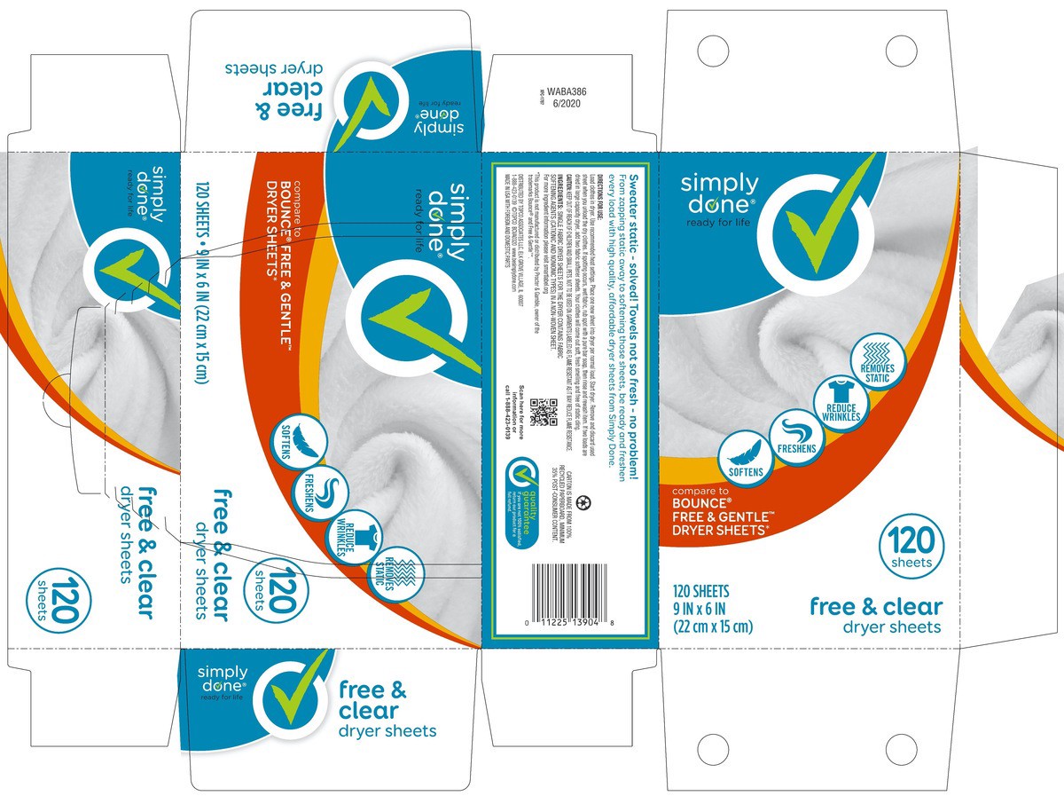 slide 5 of 17, Simply Done Dryer Sheets - Free & Clear, 120 ct