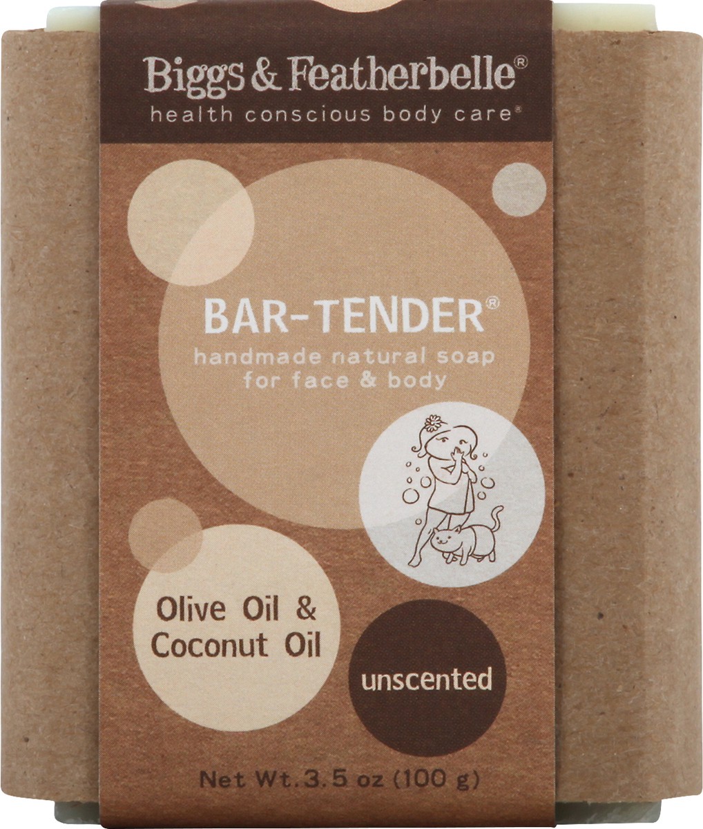 slide 6 of 12, Biggs & Featherbelle Unscented Bar-Tender Olive Oil & Coconut Oil Soap 3.5 oz, 3.5 oz