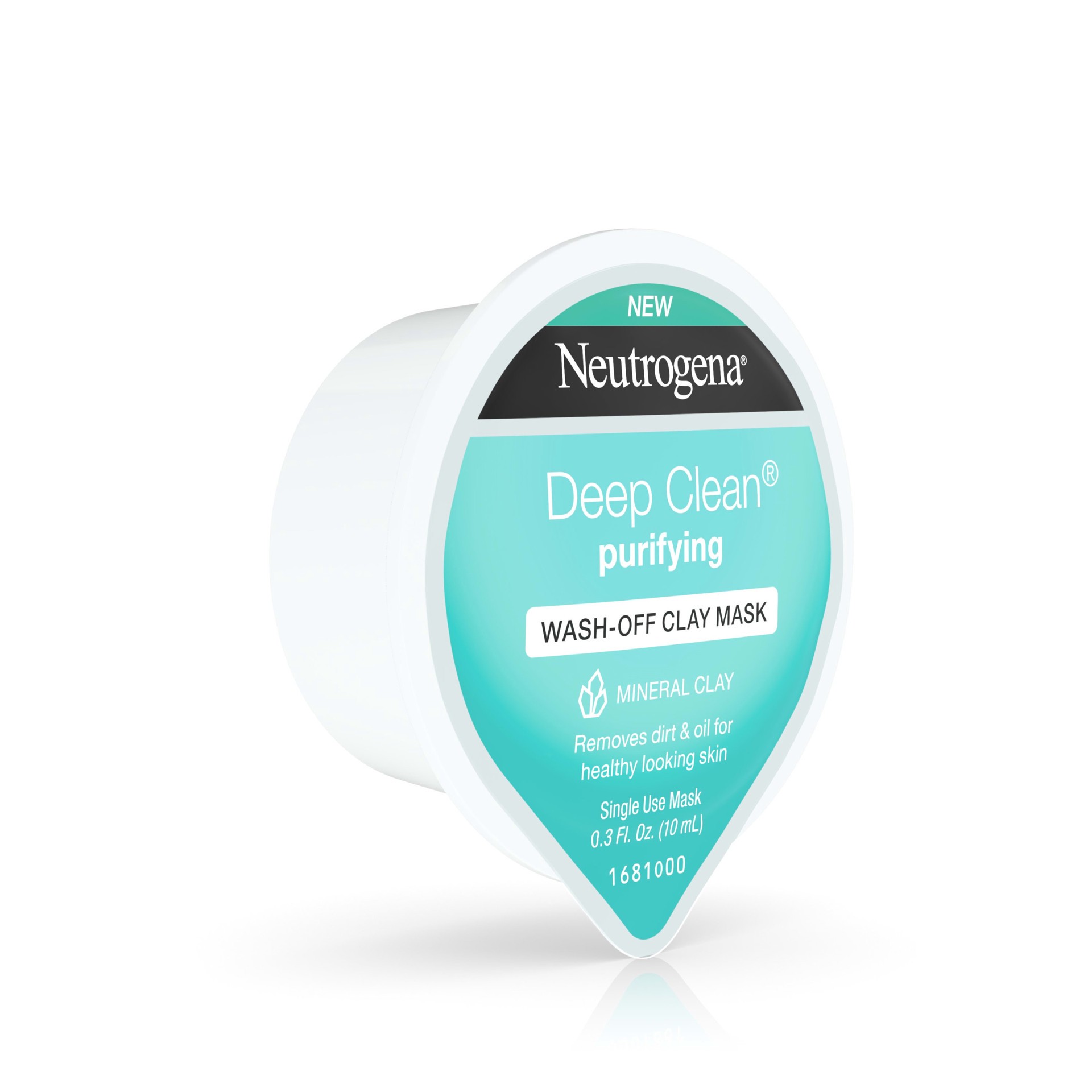 slide 4 of 5, Neutrogena Deep Clean Gentle Purifying Wash-Off Clay Face Mask, Oil-Free and Non-Comedogenic, 0.3 fl oz