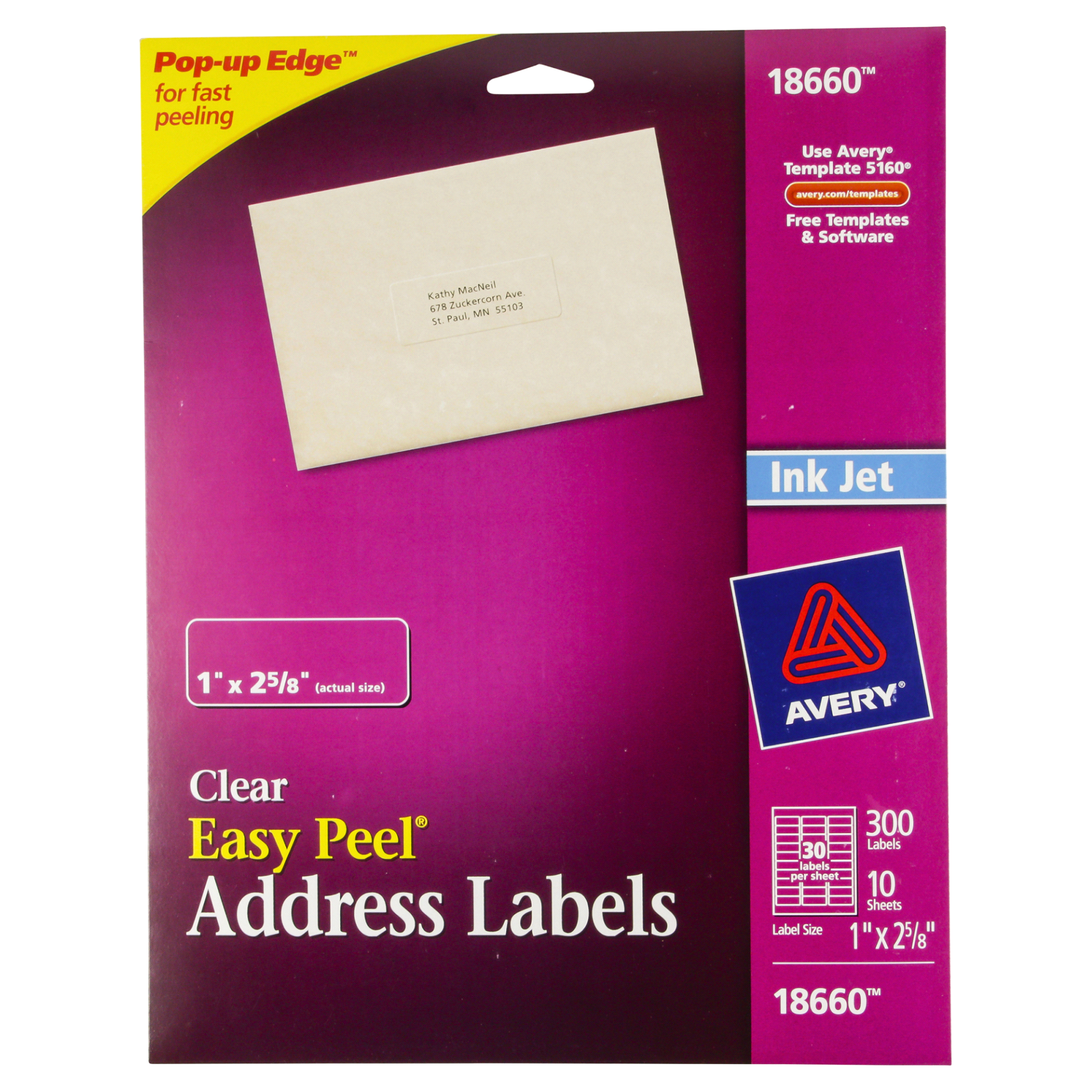 slide 1 of 2, Avery Easy Peel Permanent Address Labels - Clear, 300 ct