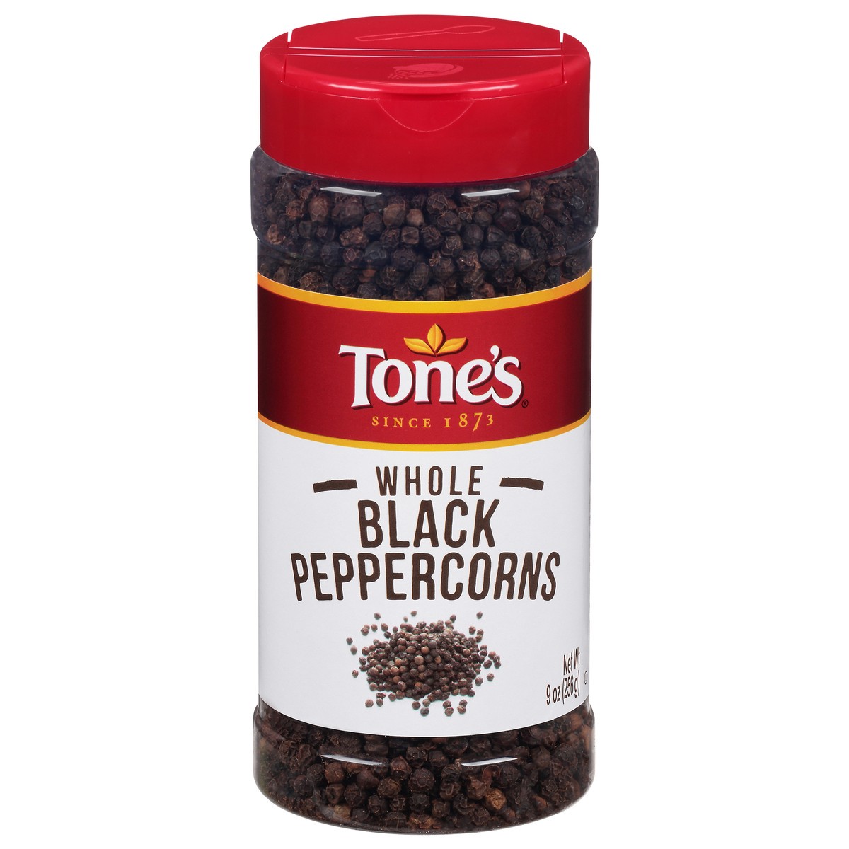 slide 1 of 8, Tone's Black Peppercorns, 9 oz