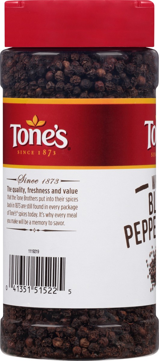 slide 7 of 8, Tone's Black Peppercorns, 9 oz