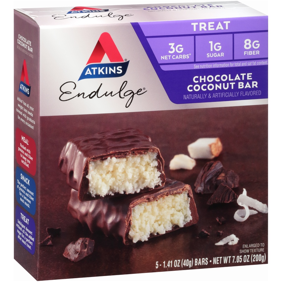 slide 2 of 8, Atkins Endulge Chocolate Coconut Bar, 5 ct