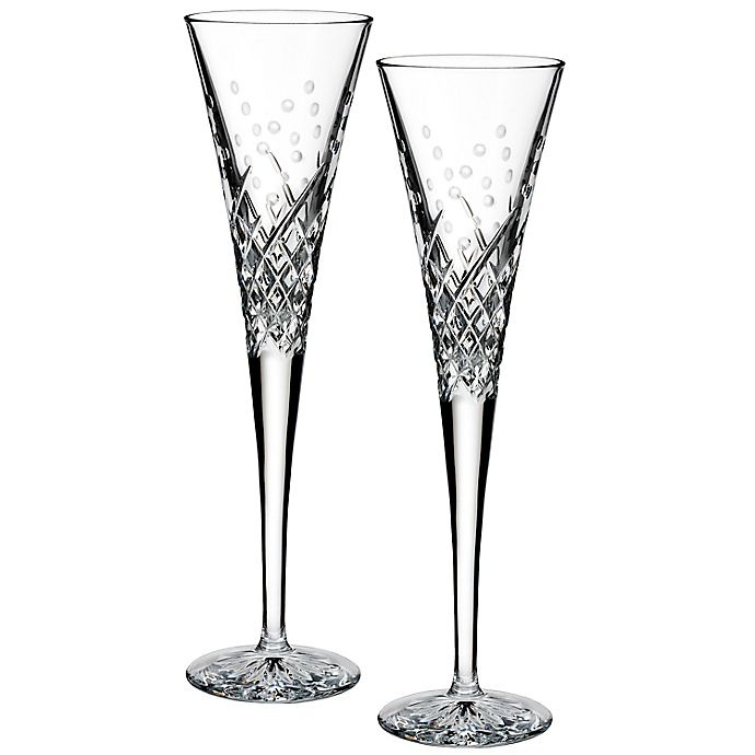 slide 1 of 2, Waterford Wishes Happy Celebrations Toasting Flutes, 2 ct