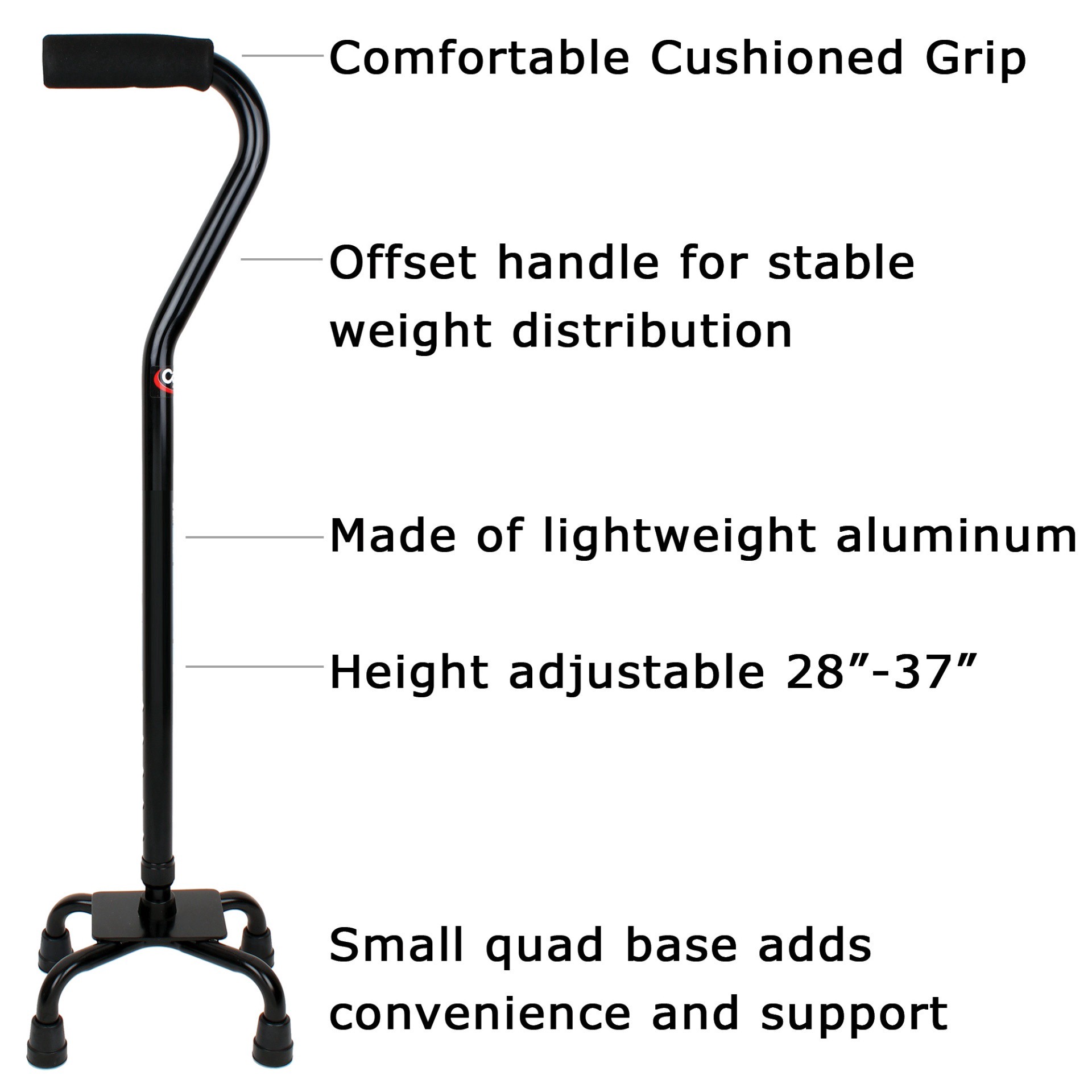 slide 3 of 3, Carex Black Quad Cane, 1 ct