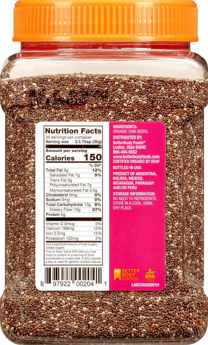 slide 10 of 10, BetterBody Foods Organic Chia Seeds 2 lb, 2 lb