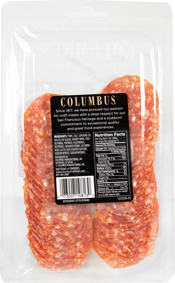 slide 2 of 3, COLUMBUS Sliced Artisan Hot Sopressata Salame, 3 oz