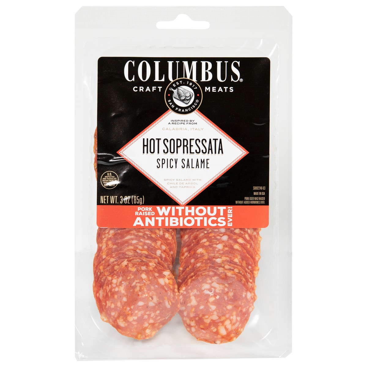 slide 1 of 3, Columbus Meat - Artisan Hot Sopressata Sliced, 3 oz