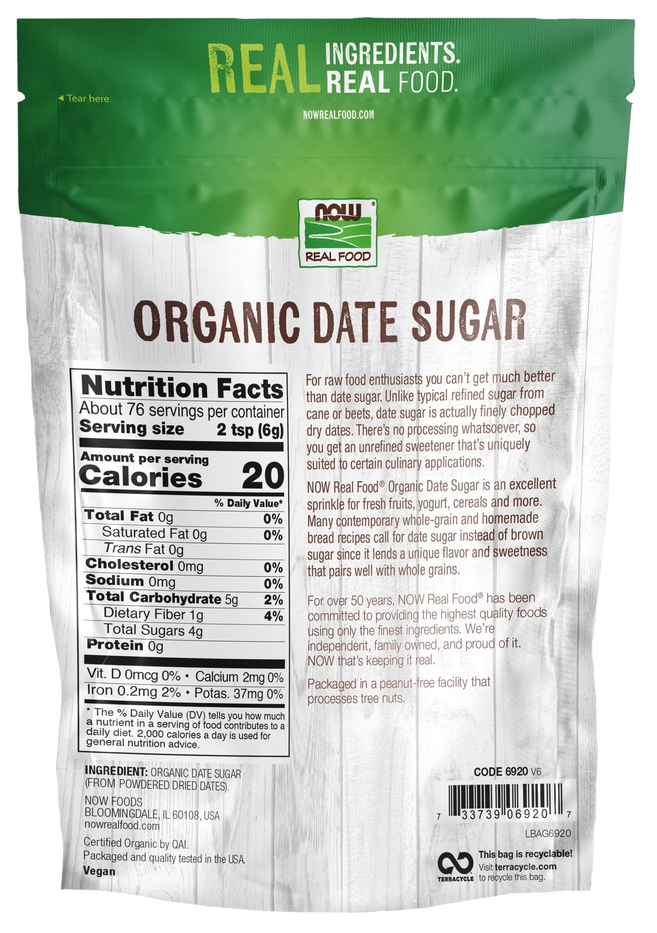 slide 3 of 3, NOW Real Food Date Sugar, Organic - 1 lb., 1 ct