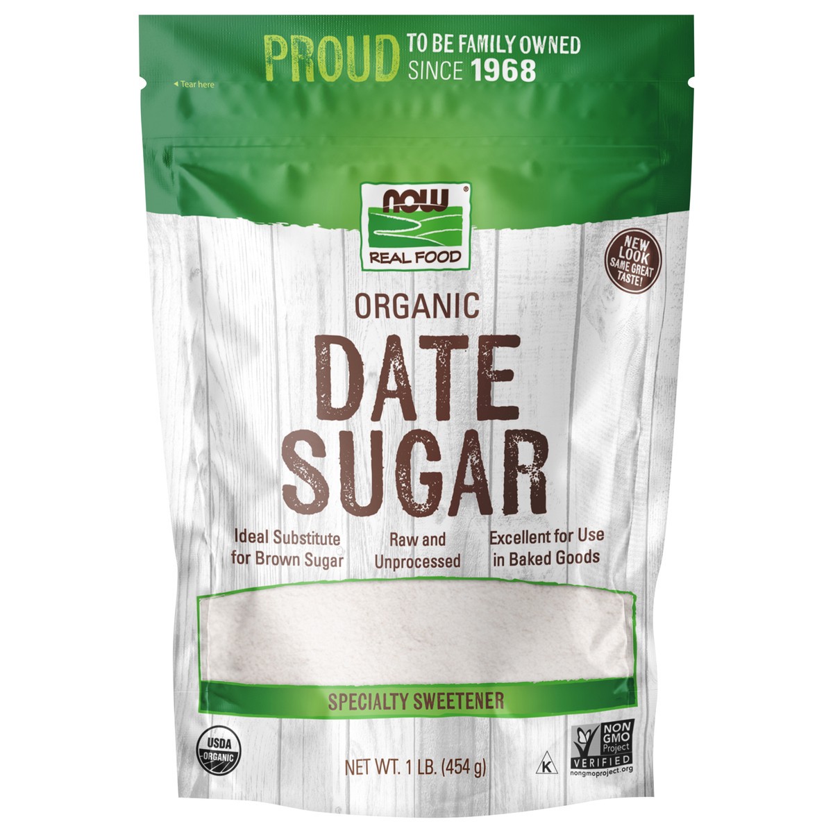 slide 1 of 3, NOW Real Food Date Sugar, Organic - 1 lb., 1 ct