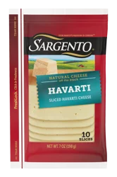 Sargento Natural Havarti Sliced Cheese, 10 slices, 7 oz
