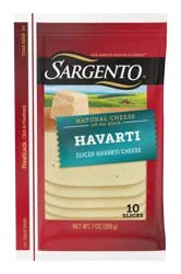 Sargento Natural Havarti Sliced Cheese, 10 slices, 7 oz