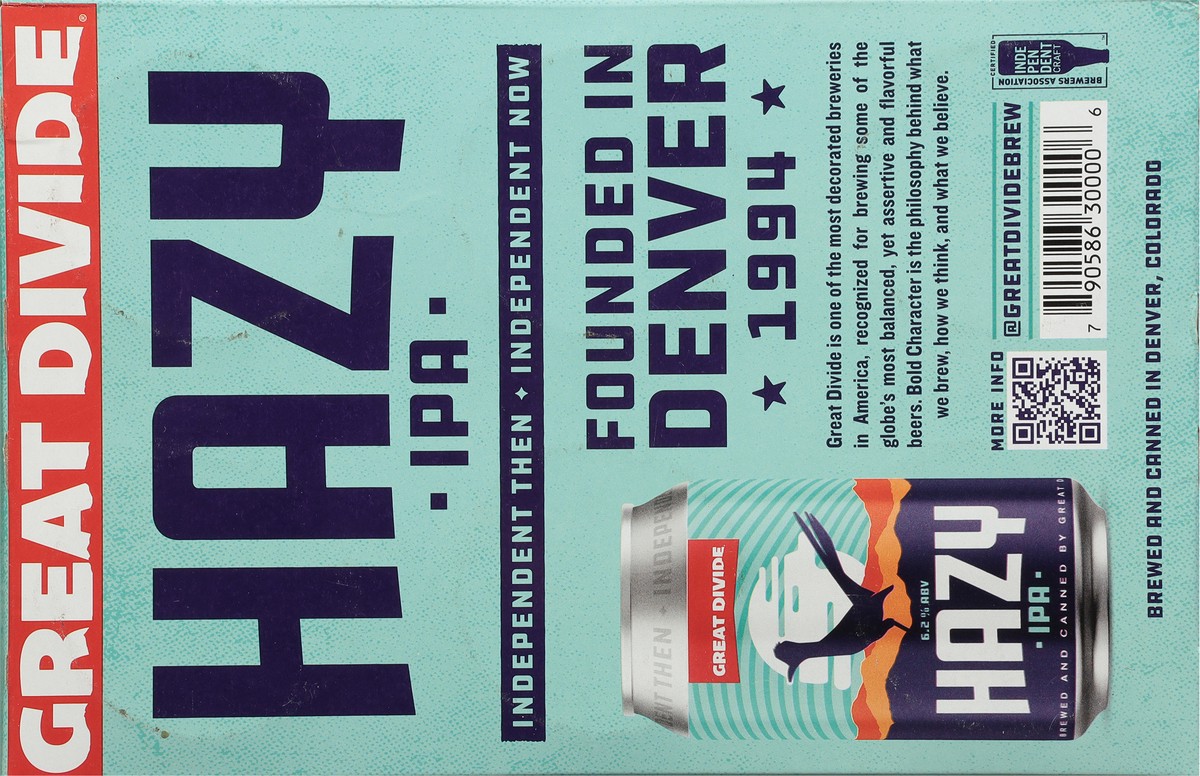 slide 2 of 9, Great Divide Brewing Co. Hazy IPA Beer 6 - 12 oz Cans, 6 ct