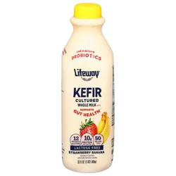 Lifeway Lactose Free Cultured Whole Milk Strawberry Banana Kefir 32 fl oz