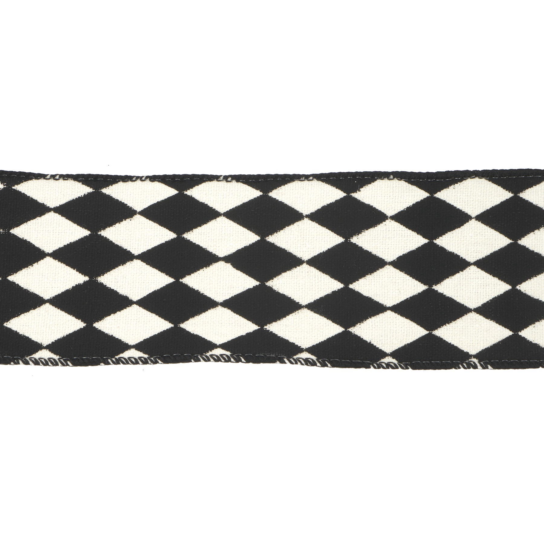 slide 3 of 3, 2.5" X 20ft. Black & White Rhombus Wired Ribbon By Celebrate It Halloween, 2.5 in x 6.6 yd
