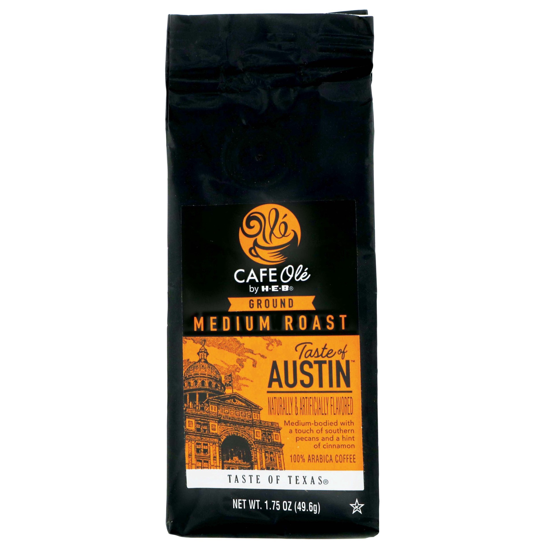 slide 1 of 1, H-E-B Cafe Ole Medium Roast Coffee, Taste of Austin - 1.75 oz, 1.75 oz