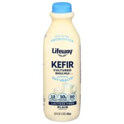 Lifeway Lactose Free Cultured Whole Milk Plain Unsweetened Kefir 32 fl oz